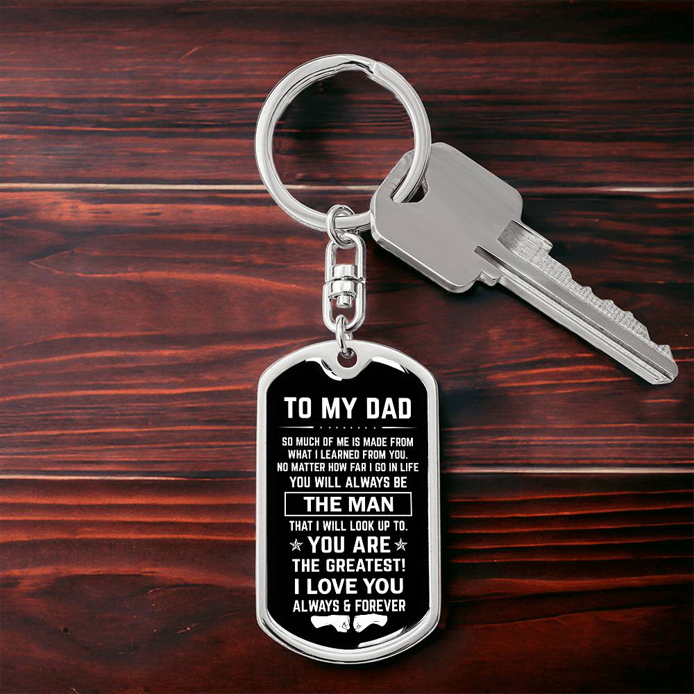 Dad The Man With Fist Bump Dog Tag Keychain
