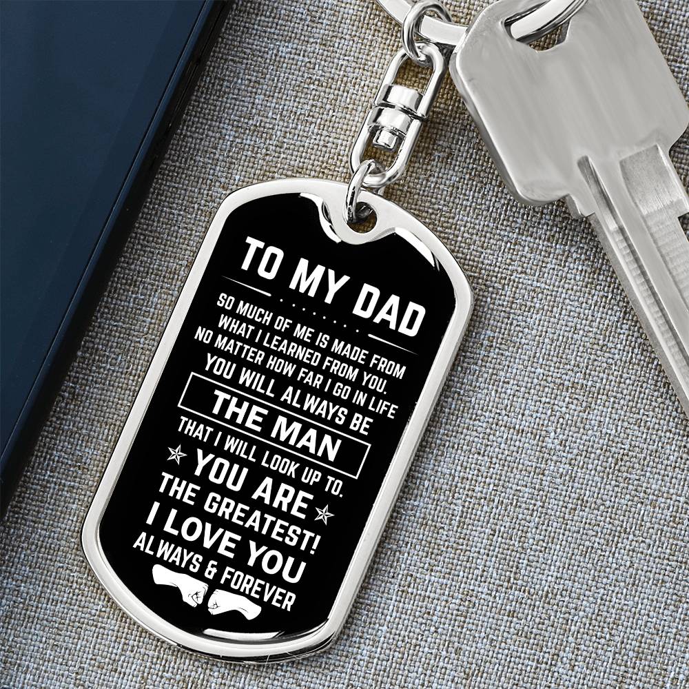 Dad The Man With Fist Bump Dog Tag Keychain