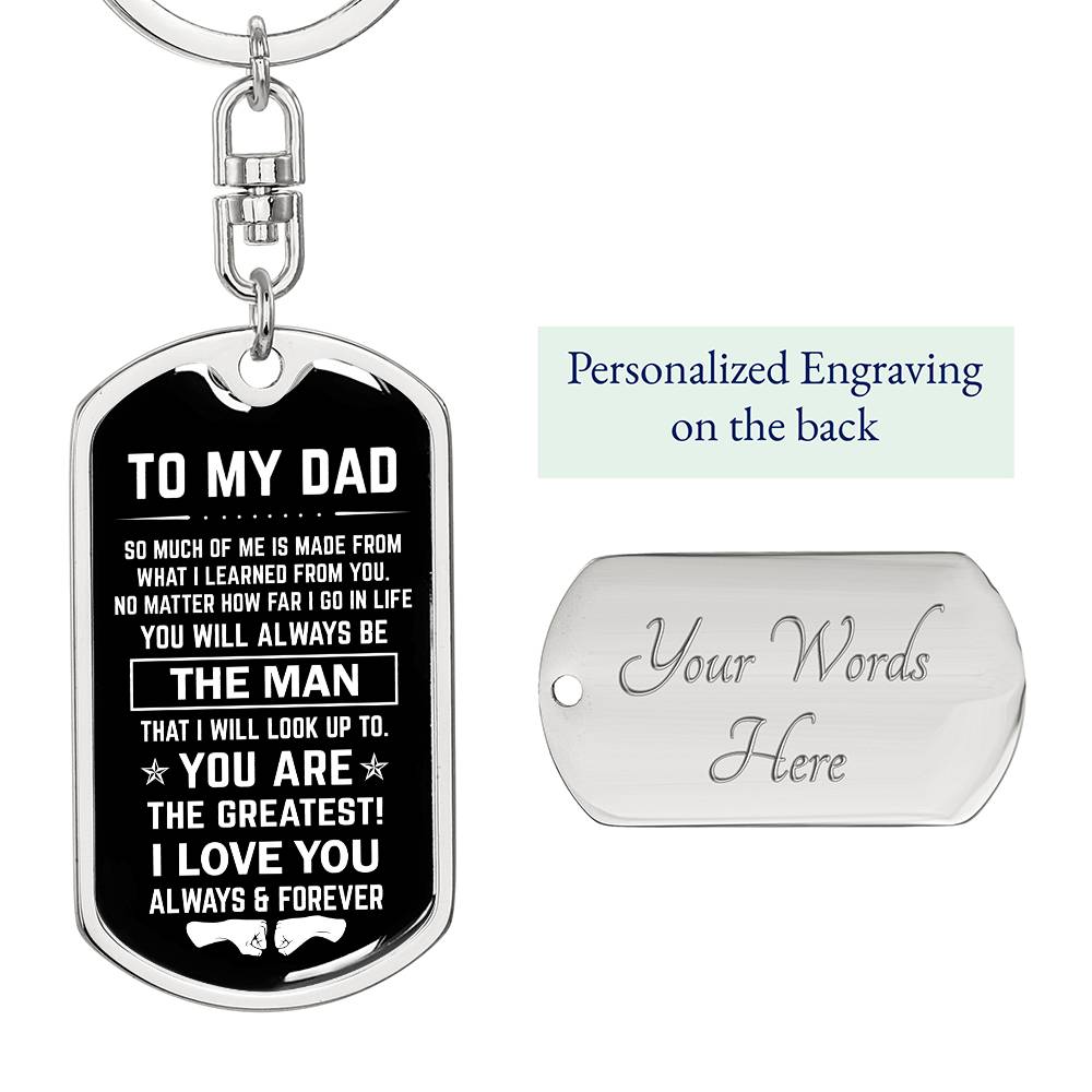 Dad The Man With Fist Bump Dog Tag Keychain
