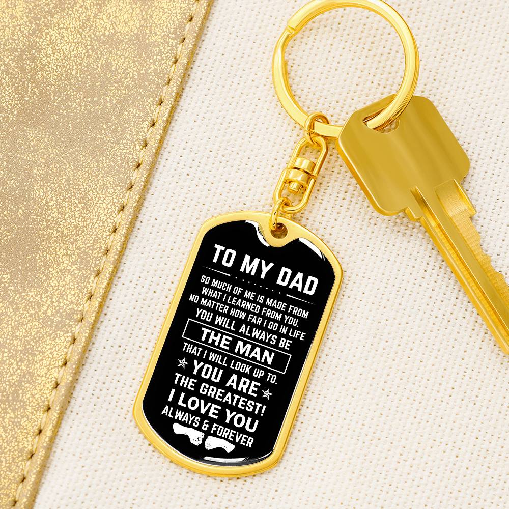 Dad The Man With Fist Bump Dog Tag Keychain