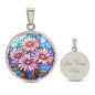 Sept Birth Month Flower Aster Stained Glass Pendant Necklace