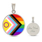 Personalized PRIDE Flag Circle Pendant Necklace