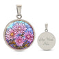 Sept Birth Month Flower Aster Stained Glass Pendant Necklace