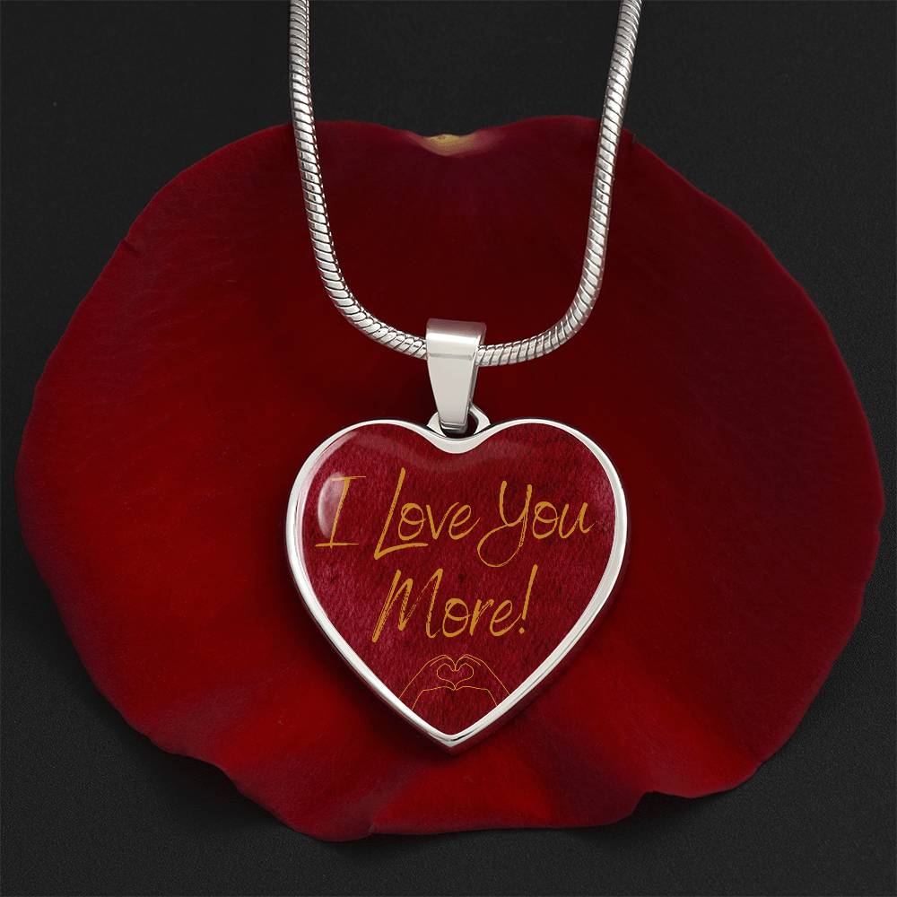 Personalized I Love You More Heart Pendant Necklace