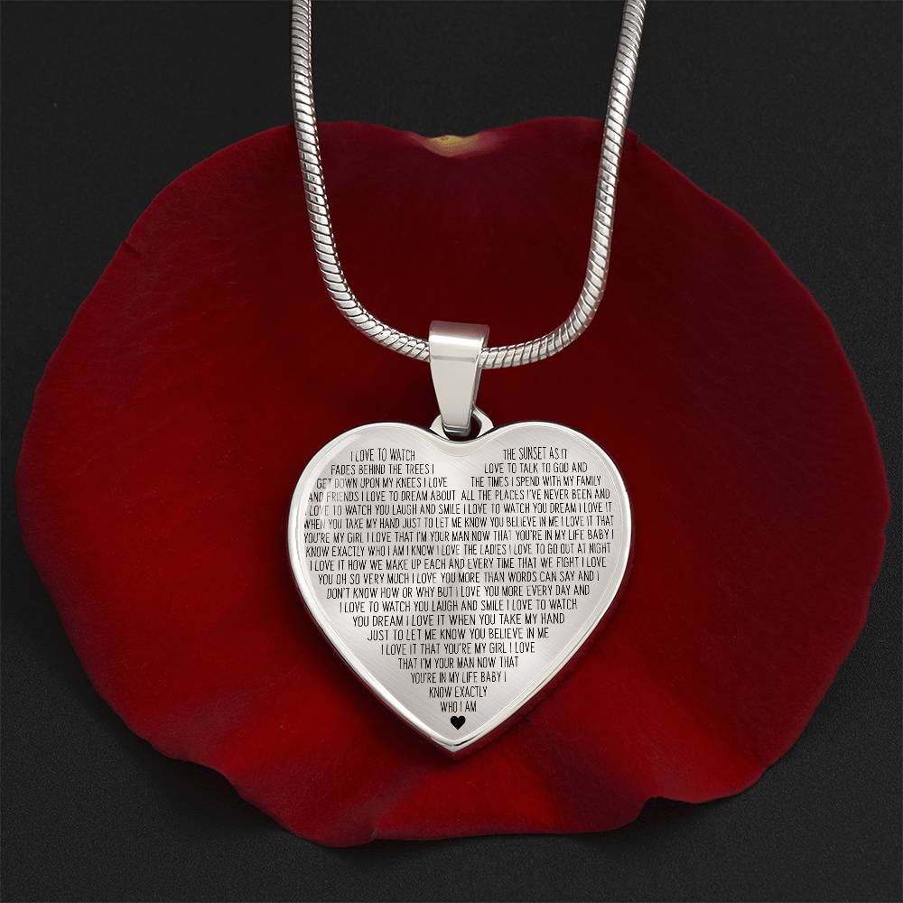 Personalized Who I Am Heart Pendant Necklace