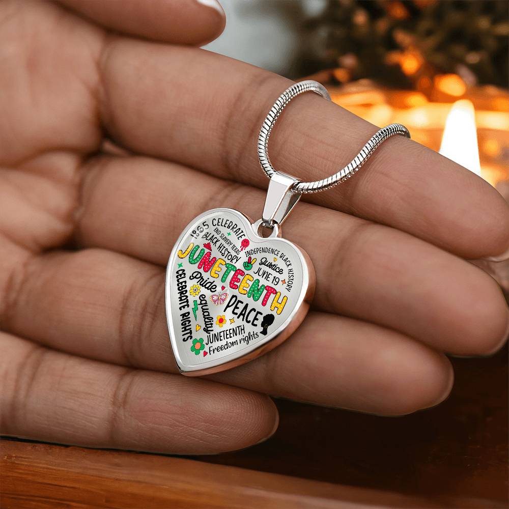 Personalized Juneteenth Heart Pendant Necklace