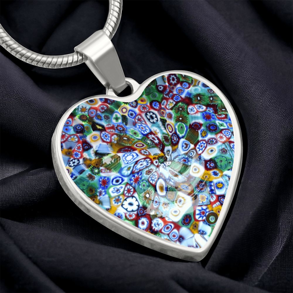 Murano Glass Look Heart Pendant Necklace