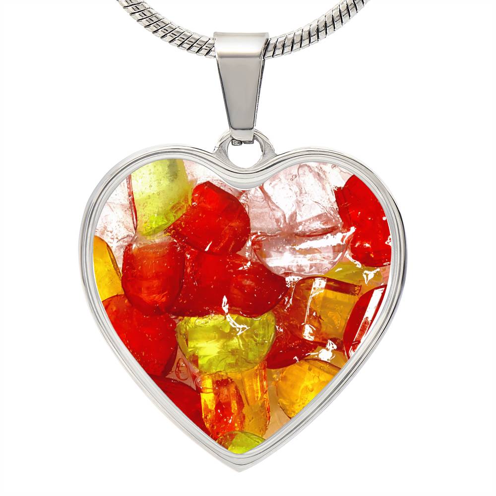Murano Glass Look Heart Pendant Necklace
