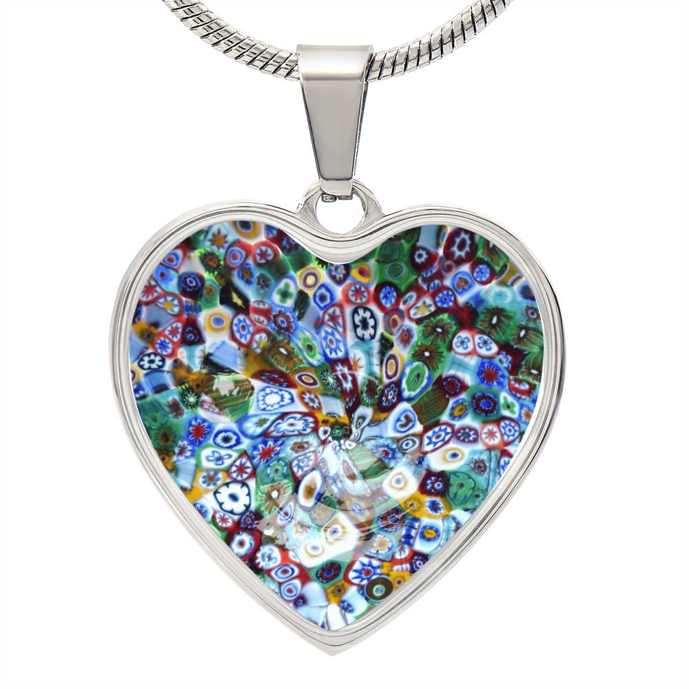 Murano Glass Look Heart Pendant Necklace