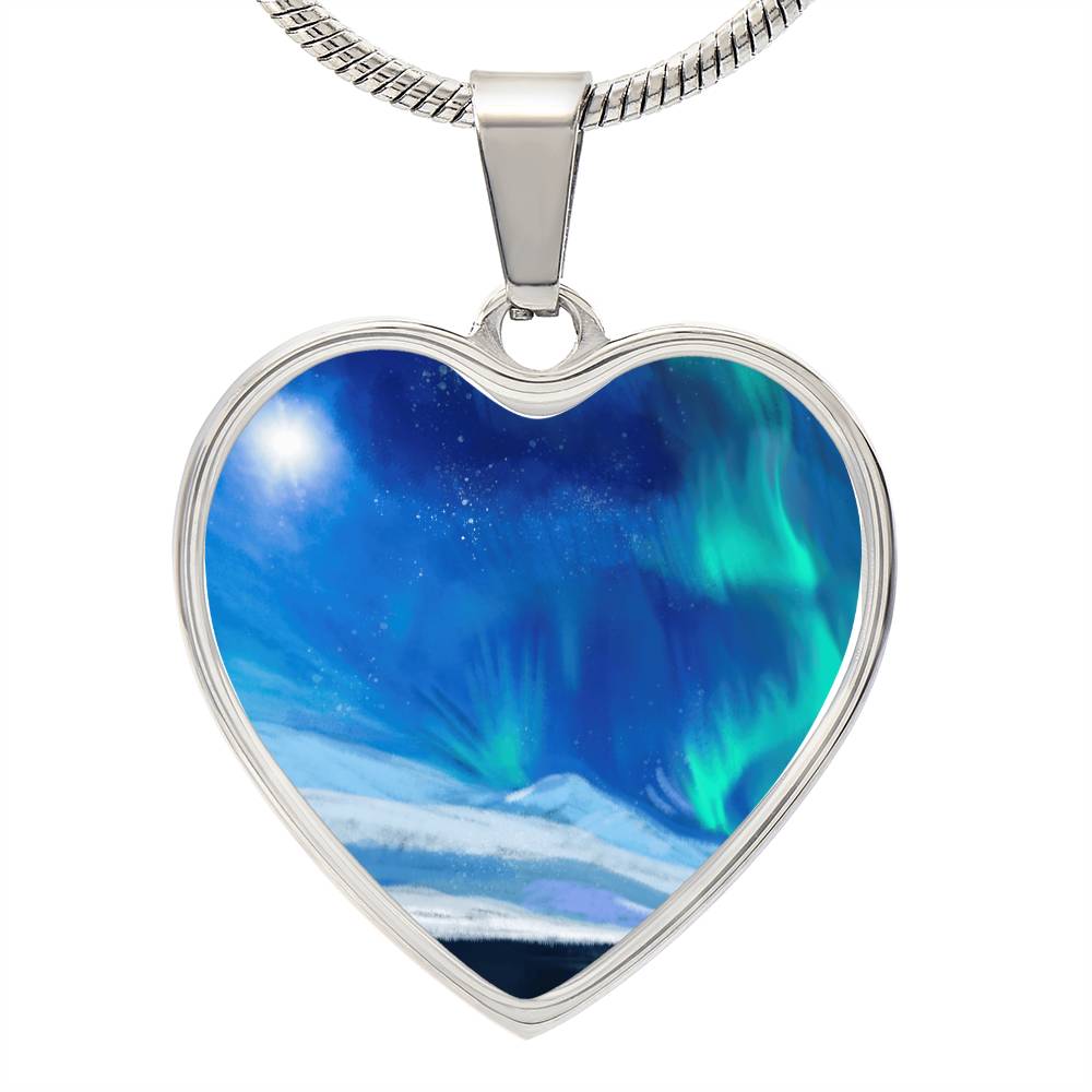 Northern Lights Heart Pendant Necklace