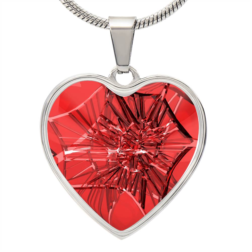Murano Glass Look Heart Pendant Necklace