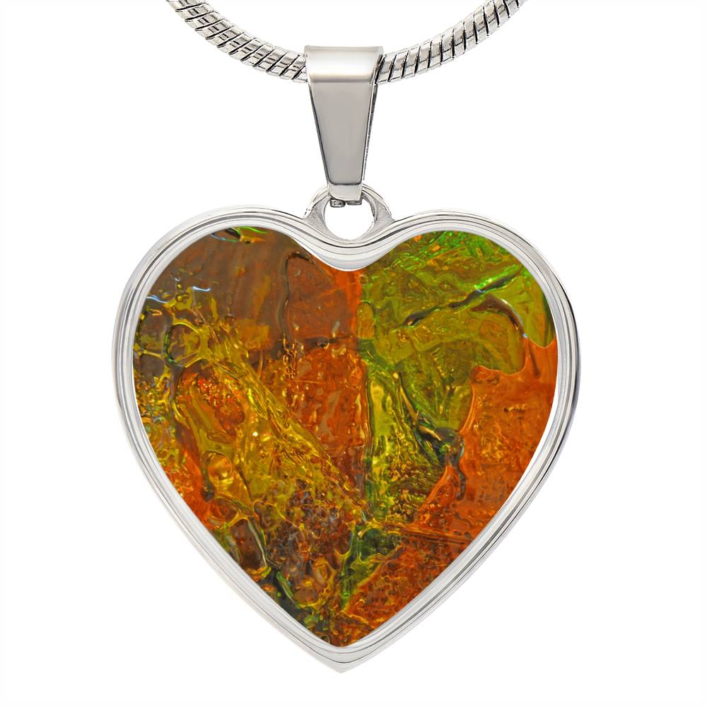 Murano Glass Look Heart Pendant Necklace