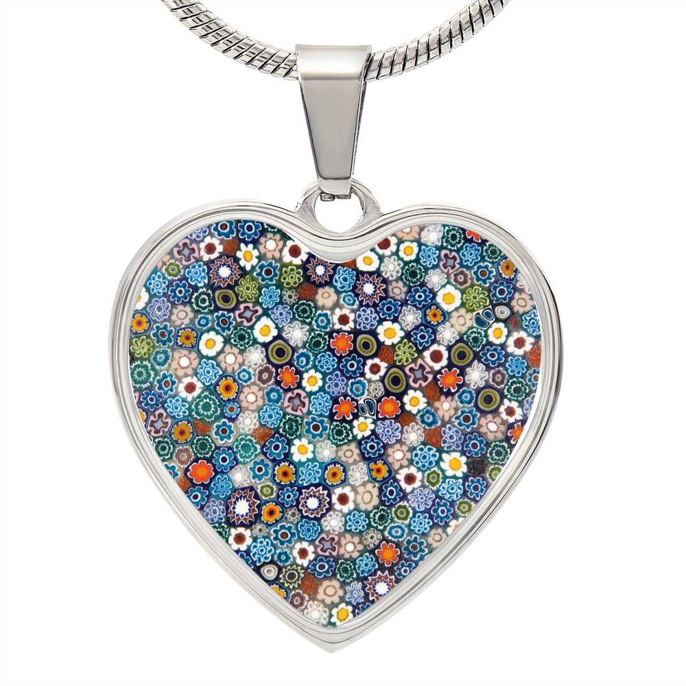 Murano Glass Look Heart Pendant Necklace