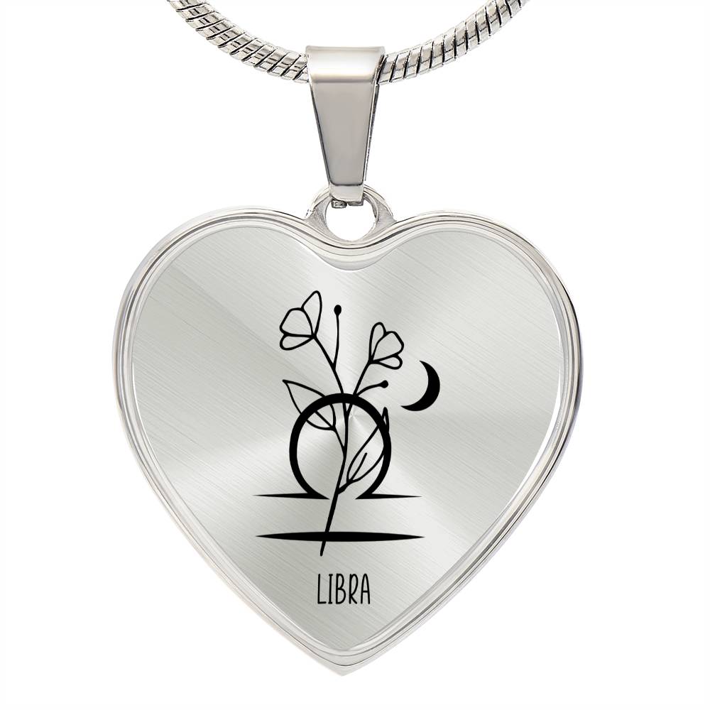 Libra 9/24 - 10/22 & Flower Heart Pendant Necklace