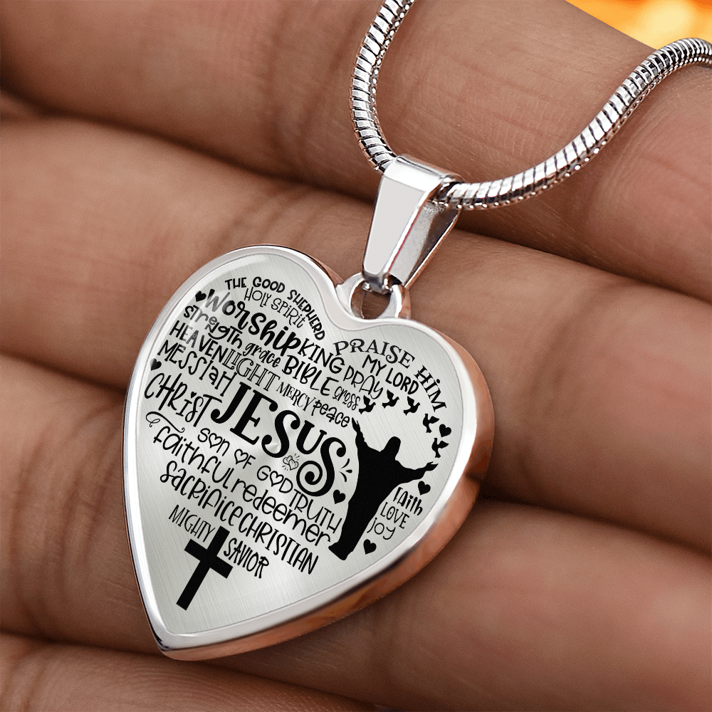 Personalized Jesus Heart Pendant Necklace