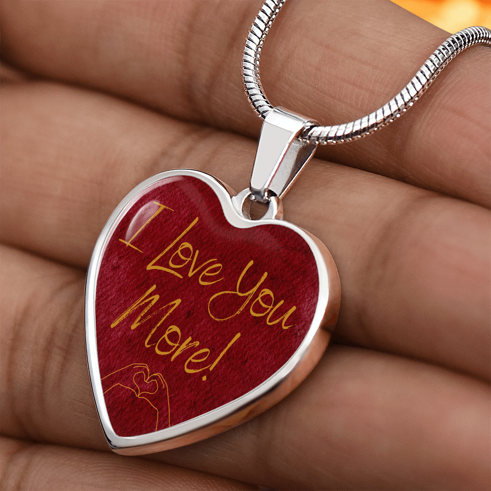 Personalized I Love You More Heart Pendant Necklace