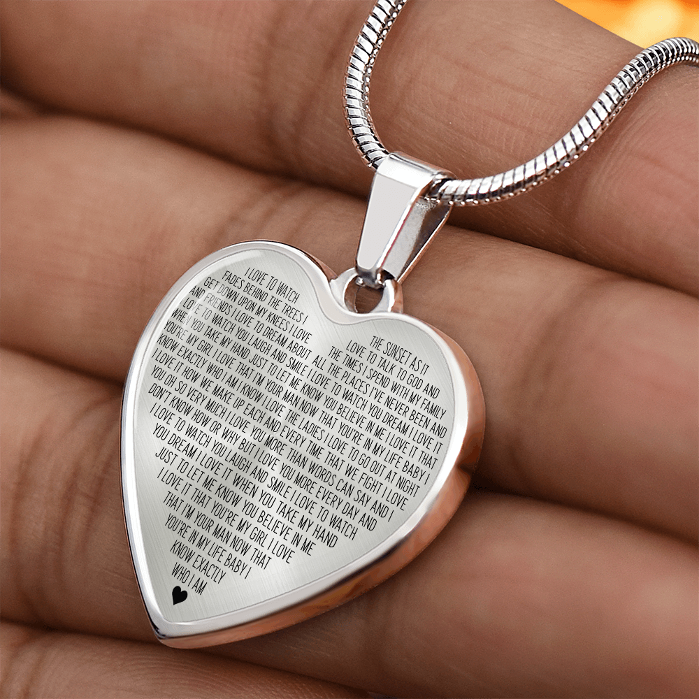 Personalized Who I Am Heart Pendant Necklace