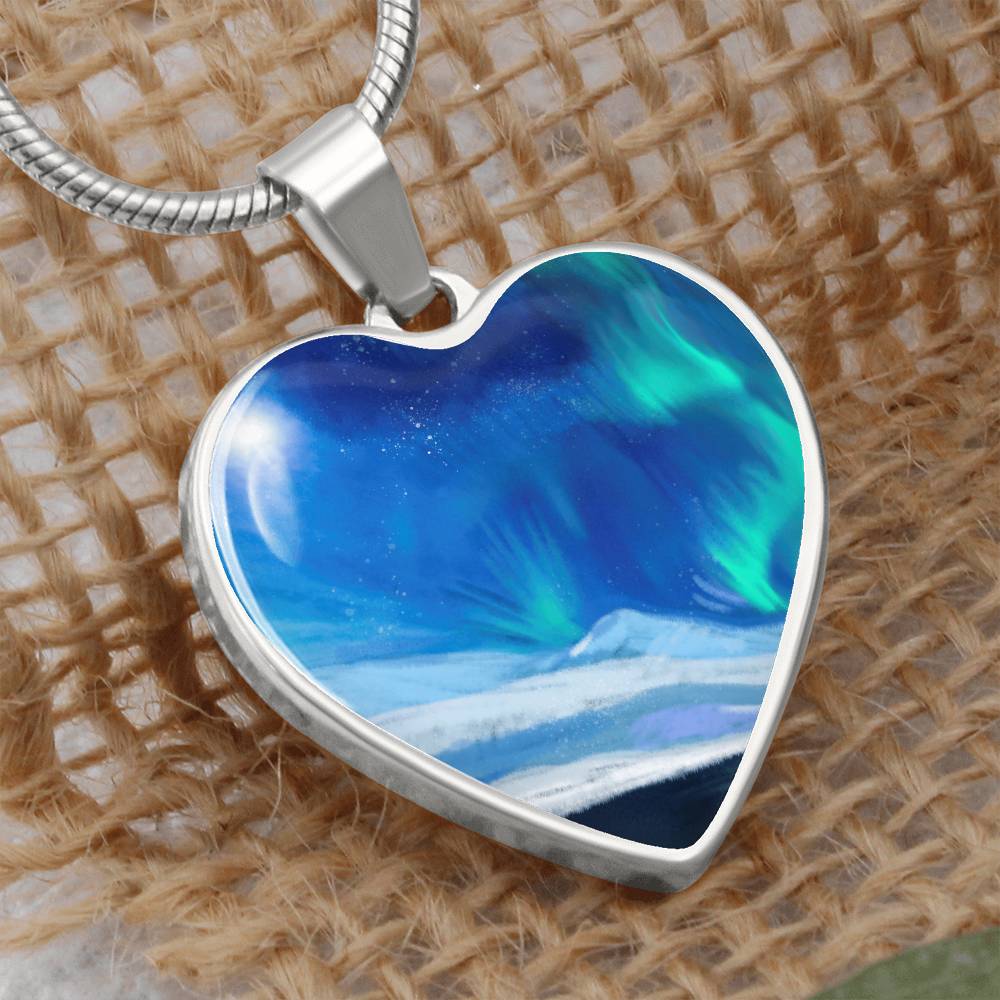 Northern Lights Heart Pendant Necklace