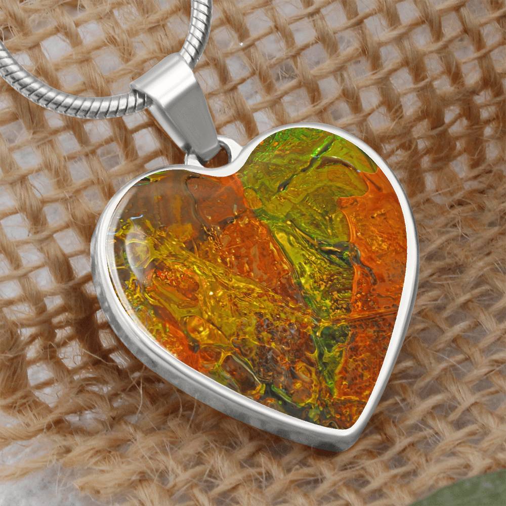 Murano Glass Look Heart Pendant Necklace