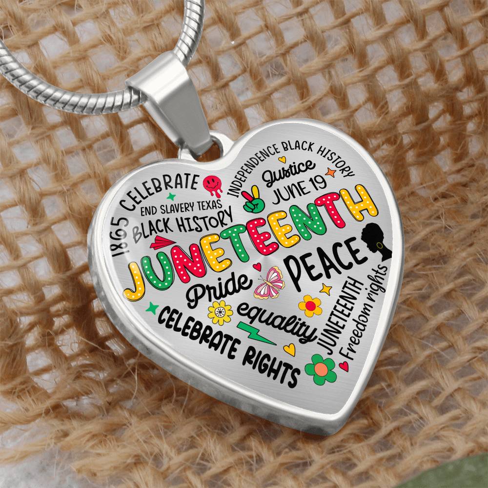 Personalized Juneteenth Heart Pendant Necklace