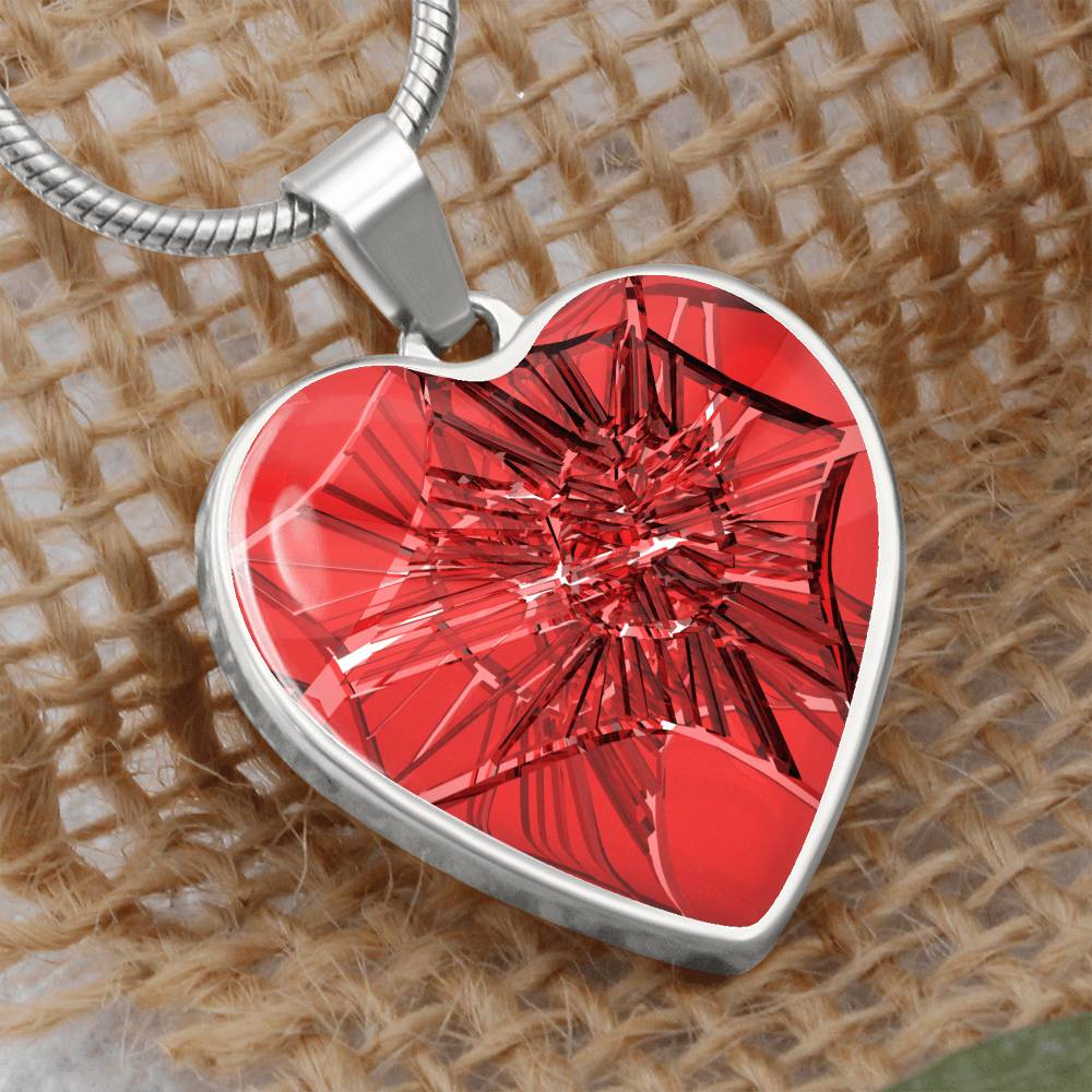 Murano Glass Look Heart Pendant Necklace