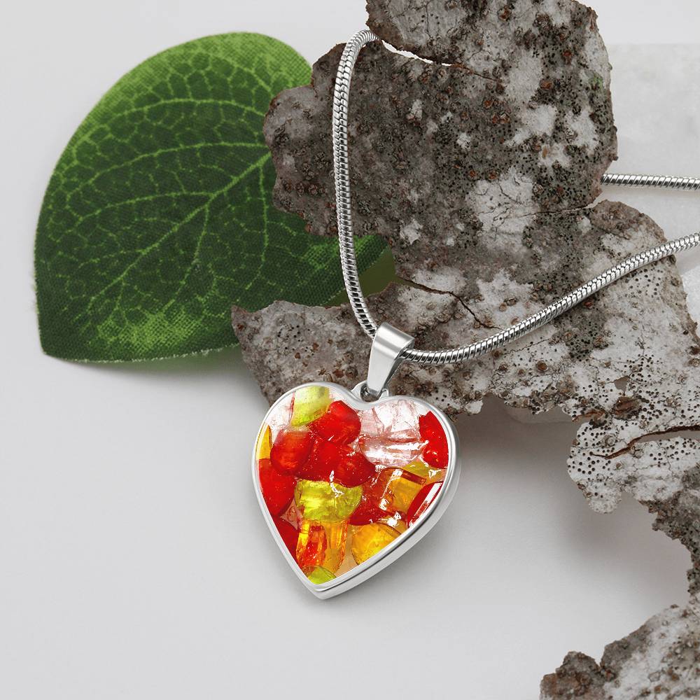 Murano Glass Look Heart Pendant Necklace