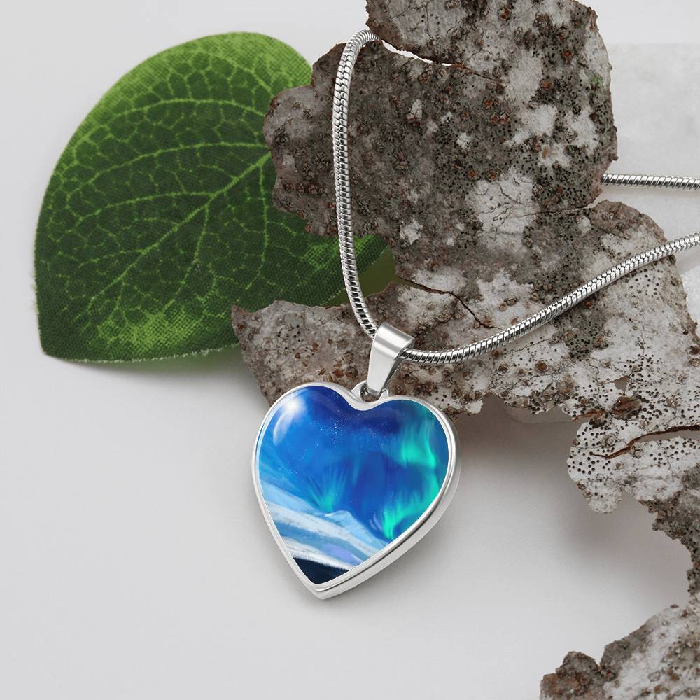 Northern Lights Heart Pendant Necklace