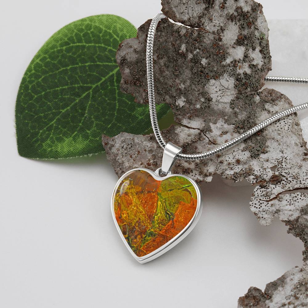 Murano Glass Look Heart Pendant Necklace