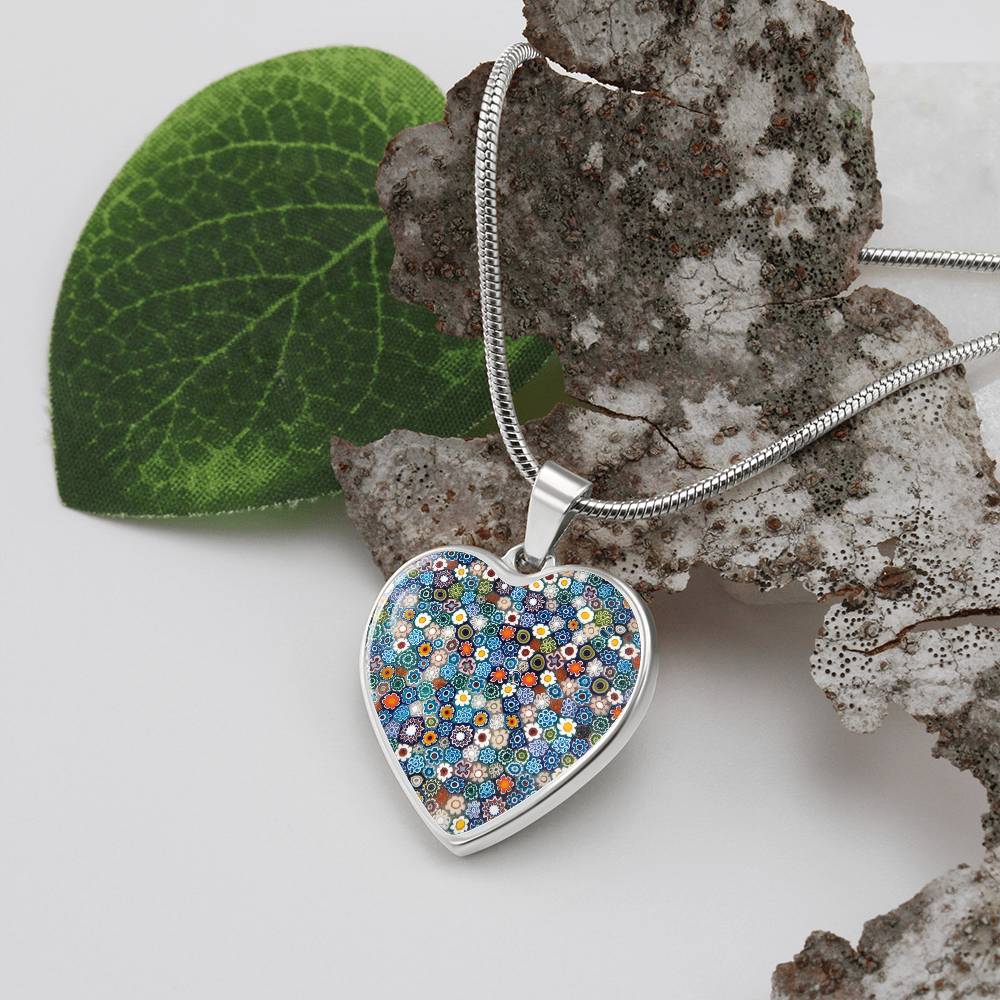 Murano Glass Look Heart Pendant Necklace