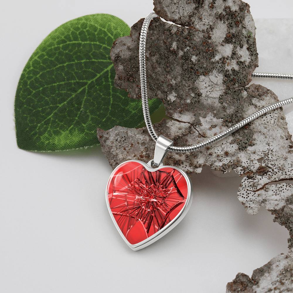 Murano Glass Look Heart Pendant Necklace
