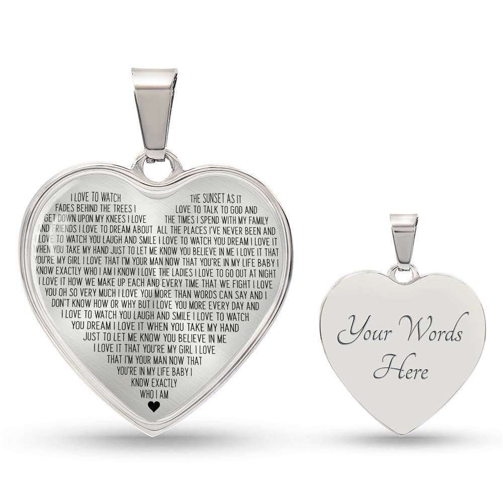 Personalized Who I Am Heart Pendant Necklace
