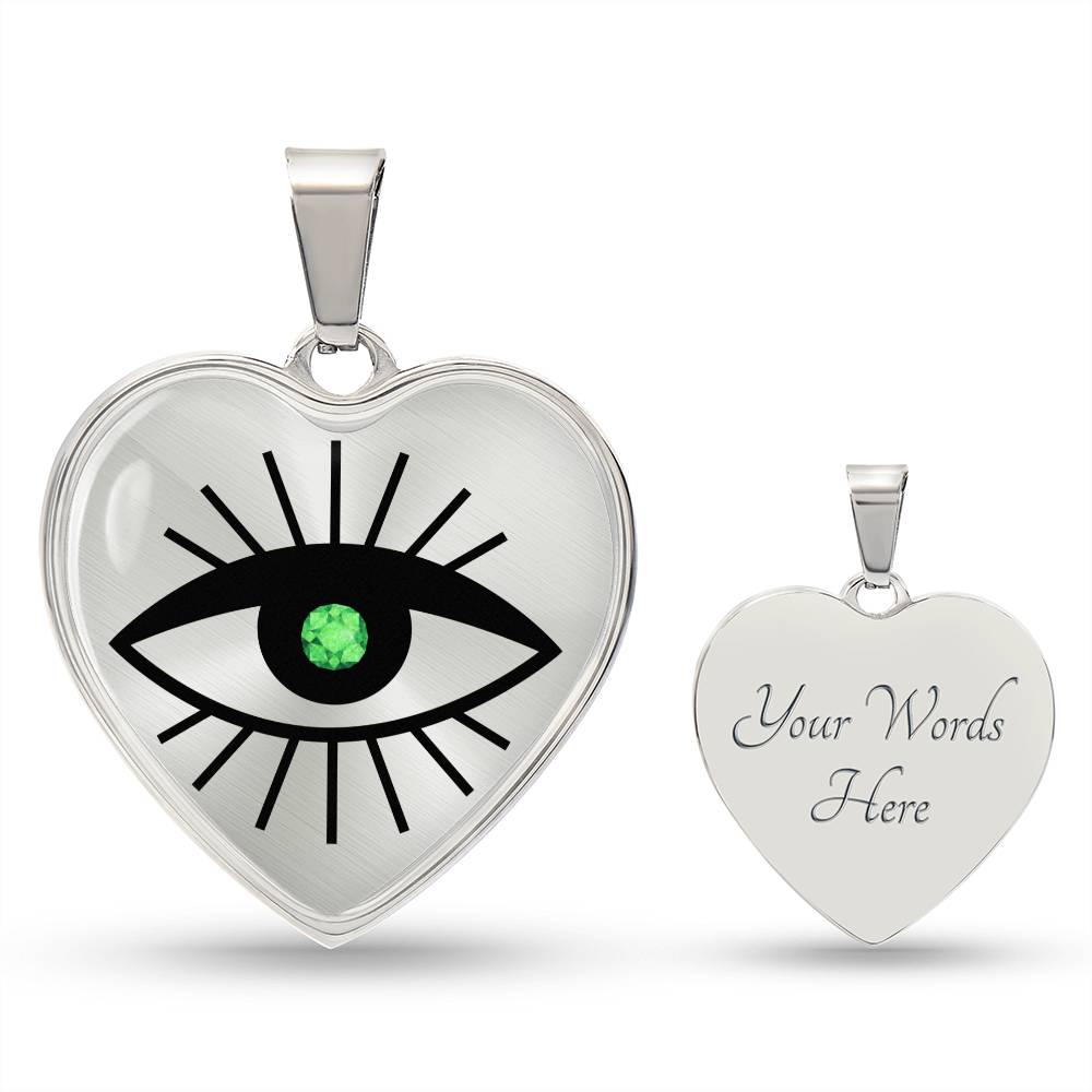Emerald Evil Eye Heart Pendant Necklace