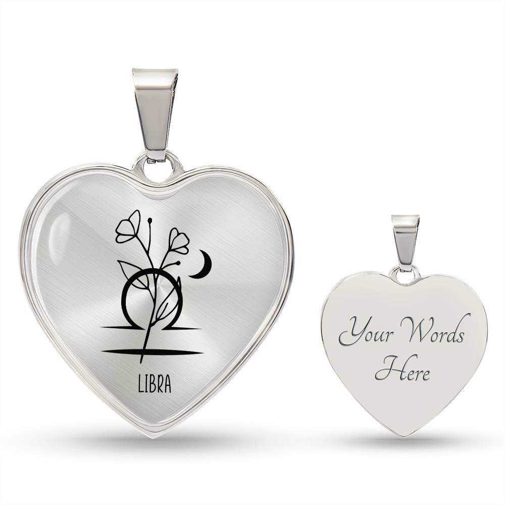 Libra 9/24 - 10/22 & Flower Heart Pendant Necklace