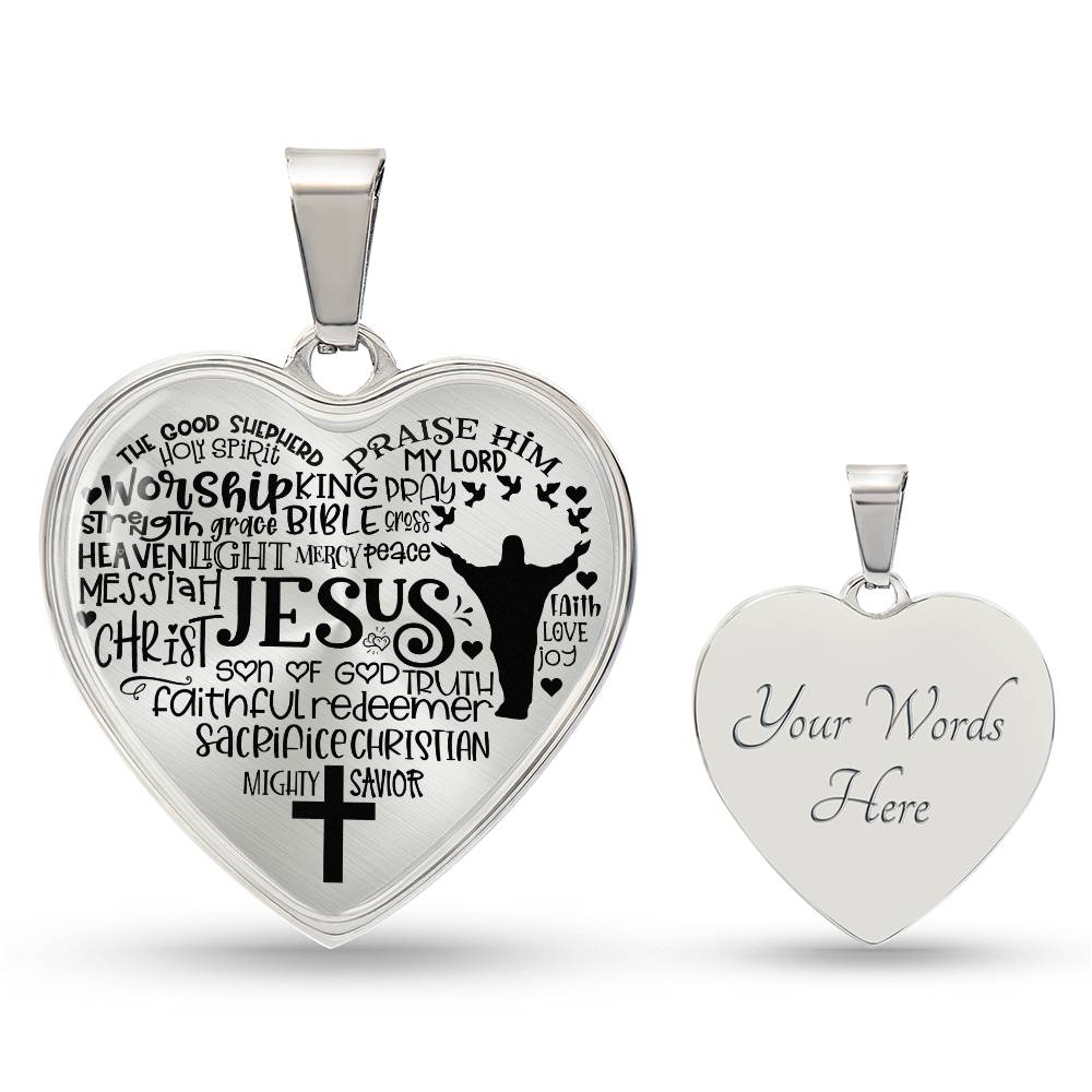 Personalized Jesus Heart Pendant Necklace