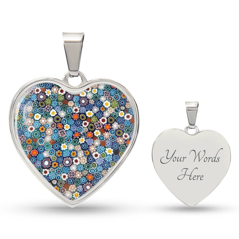 Murano Glass Look Heart Pendant Necklace