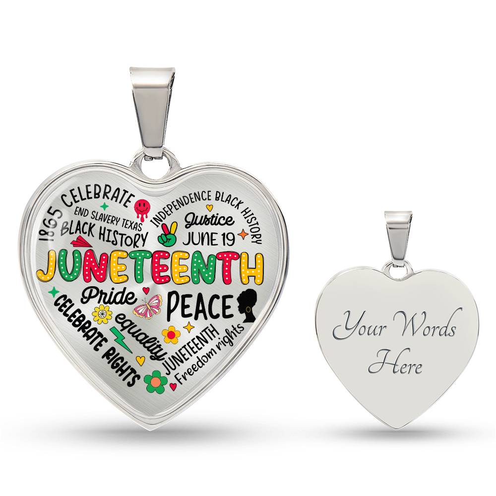 Personalized Juneteenth Heart Pendant Necklace