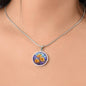 Sept Birth Month Flower Aster Stained Glass Pendant Necklace