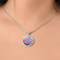Sept Birth Month Flower Aster Stained Glass Pendant Necklace
