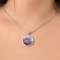 Sept Birth Month Flower Aster Stained Glass Pendant Necklace