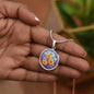 Sept Birth Month Flower Aster Stained Glass Pendant Necklace