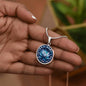 MadamPOTUS47 Blue Lotus & Pearls Harris Election Pendant Necklace