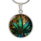 Personalized Weed Faux Sained Glass Pendant Necklace