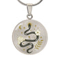 Snake With Sun Moon Stars & Flowers Pendant Necklace
