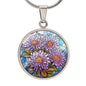 Sept Birth Month Flower Aster Stained Glass Pendant Necklace