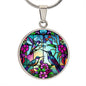 Hummingbird Stained Glass Pendant Necklace