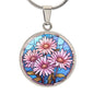 Sept Birth Month Flower Aster Stained Glass Pendant Necklace