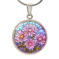 Sept Birth Month Flower Aster Stained Glass Pendant Necklace