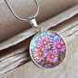 Sept Birth Month Flower Aster Stained Glass Pendant Necklace