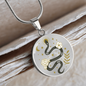 Snake With Sun Moon Stars & Flowers Pendant Necklace