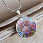 Sept Birth Month Flower Aster Stained Glass Pendant Necklace